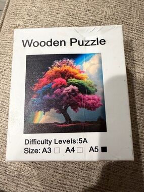 Wooden Puzzle Colorful Tree A5 Size Complete Unique Irregular Pieces